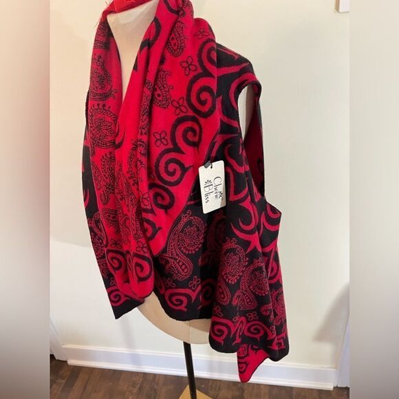 REVERSIBLEΒ poncho vest for women ||βNEW || Womanβs sleeveless cardigan || NEW - Picture 7 of 12